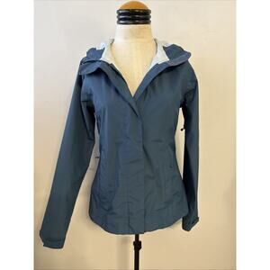 Quince Women Weatherproof Long Rain Shell Jacket Blue XS